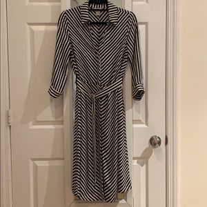 H&M Black & White Striped Button Down Dress